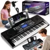 V-TONE MK800 Portable Educational Electronic Keyboard, 61 Touch-Sensitive Keys, 300 Voices, 300 Rhythms, 40 Demo Songs, LCD Display, USB-MIDI, Headphone Output, Microphone Input, Sustain Pedal Input, 2x5W Speakers, Black
