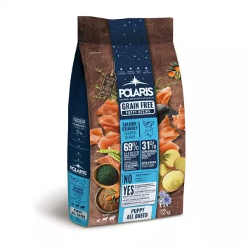 POLARIS Puppy Dry Food with Salmon and Turkey, Grain-Free, 12 kg Bag
