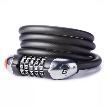 ROCKBROS RKS531 5-Digit Combination Lock Bicycle Lock with LED Light, 120 cm Braided Steel Cable, Black