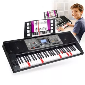 MK 816 61-Key Electronic MIDI Keyboard for Lessons with 128 Tones, 128 Rhythms, Recording, LED Display, USB-MIDI, Headphone Output, Microphone Input, Includes Power Supply