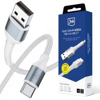 3mk Hyper Cable N-SERIES USB-A to USB-C 1m 18W White