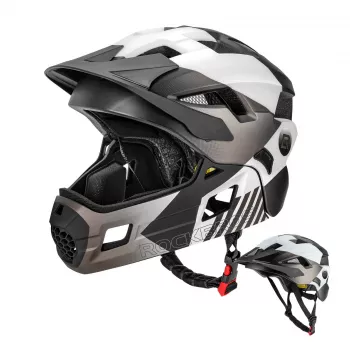 ROCKBROS TS-61 Children's Convertible Full-Face Bicycle Helmet with Removable Chin Guard, Size M (54-57 cm), Grey