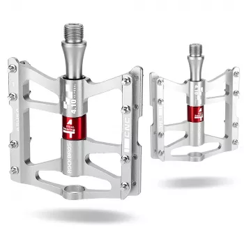 ROCKBROS JT410 4.10 Flat Platform Bike Pedals with 4 Bearings - Silver
