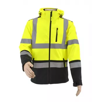 AWTOOLS T3 Softshell Jacket with High Visibility, Reflective, Black, Size S