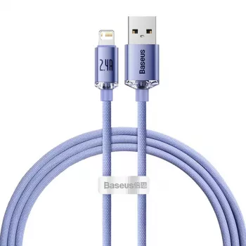 Baseus Crystal Shine Lightning to USB-A Cable 1.2m Purple, 2.4A Fast Charging
