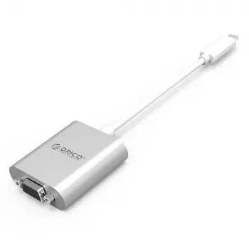 ORICO PTAV USB-C to VGA and 3.5mm Audio Adapter, Full HD 1080p, 15 cm, Silver