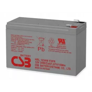 CSB HRL1234WF2 12V 9Ah Long Life VRLA Battery – 8-10 Year Design Life, Faston F2 Terminals