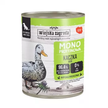 WIEJSKA ZAGRODA Mono Duck Wet Food for Dogs – 800g Can, Grain-Free, with a Single Protein Source