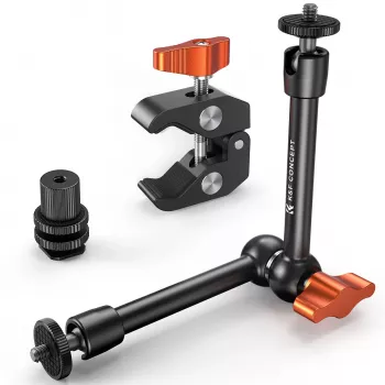 KF Magic Arm Super Clamp Mounting Kit with 1/4 inch & 3/8 inch Thread, 15-55 mm Clamp Jaws, ISO Cold Shoe