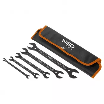NEO TOOLS Super Slim Double Open-Ended Spanners, 4-in-1, 6-27 mm (20 Sizes), Set of 5