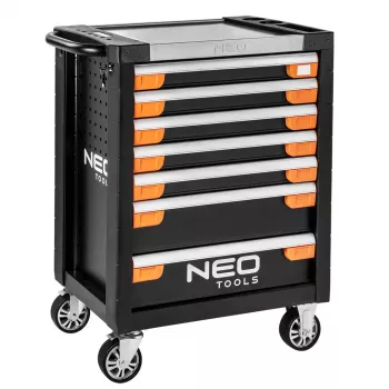 NEO TOOLS 7-Drawer Tool Cabinet PRO 84-220 | 280 kg Load, Ball-Bearing Drawers, Red/Black