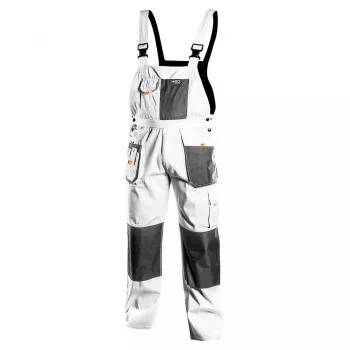 NEO TOOLS HD Bib and Brace Overalls with Knee Pad Pockets, Size L/52, Grey/Black
