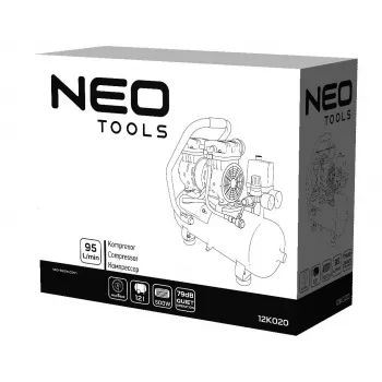 NEO TOOLS TOP-12K020 24L Oil-Lubricated Air Compressor, 1.5 kW, 8 bar, 180 L/min, 230V