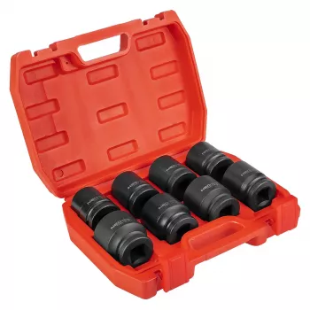 NEO TOOLS 3/4 Inch Drive Impact Socket Set, 26-38 mm, 8-Piece, Cr-Mo Steel, Black Phosphate, DIN 3121, with Blow-Molded Case
