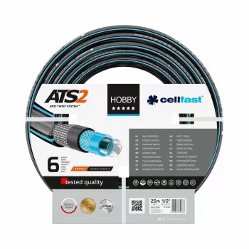 CELLFAST HOBBY ATS 1 Garden Hose 10 m – 1/2 inch 3-Layer Anti-Twist PVC, Burst 20 bar, UV and Algae Resistant, Green/Yellow