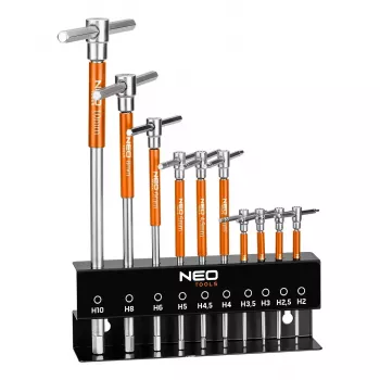 NEO TOOLS Pin spanner with swivel handle 2-10 mm, set of 10 in a stand