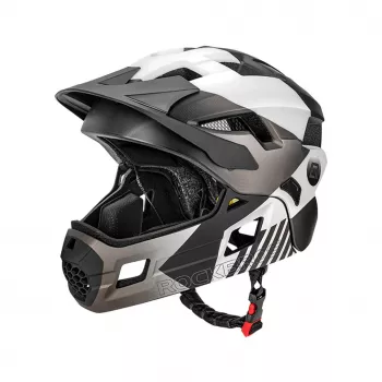 ROCKBROS TS-61 Children's Bicycle Helmet with Removable Chin Guard, Size S (48-52 cm), Grey
