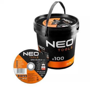 NEO TOOLS Cutting Discs 41A 60 S BF - 125x1.0x22.23 mm STEEL/INOX, 100 Pieces in Bucket