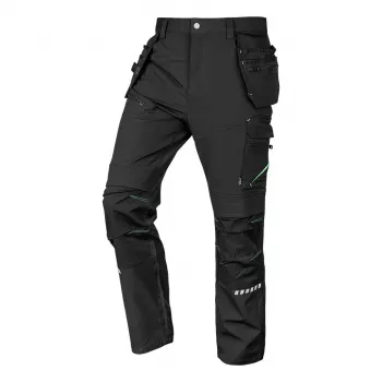 NEO TOOLS Mix&Match Work Trousers with Holster Pockets, 4-Way Stretch, Cordura-Reinforced, Black, Size S