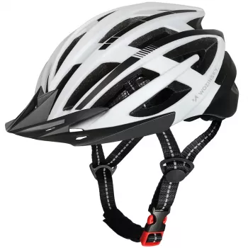 WOZINSKY MTB Bike Helmet with Removable Visor and USB Rear Light 54-57 cm - Black-White