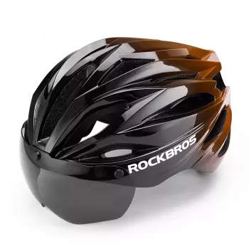 ROBOROCK Rockbros Cycling Helmet with Detachable Magnetic Visor, UV400 Protection, 22 Vents, Adjustable Dial, Unisex Matte Black-Brown