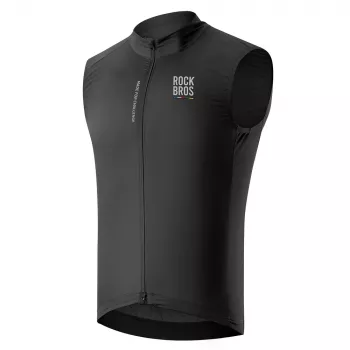 ROCKBROS ROAD TO SKY Men's Cycling Jersey Gilet TLMJ003-01 Lightweight, Breathable, Windproof, Water-Repellent, Black, Size L