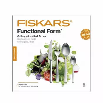 Fiskars Functional Form 24-Piece Cutlery Set in Matt Stainless Steel