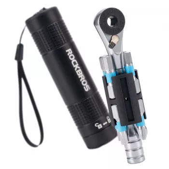 ROCKBROS TG-8601 Ratchet Bicycle Multitool with S2 Steel Bits, Cylindrical Aluminium Housing, Black