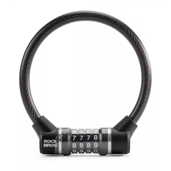 ROCKBROS 87639-4 Combination Steel Cable Lock for Bicycles, Black
