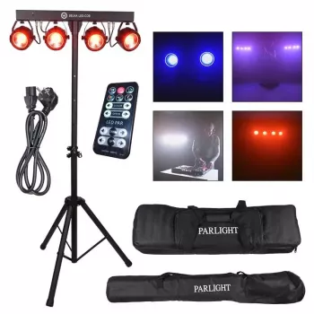 LIGHT4ME LED BAR COB PAR 4x30W RGB LED PAR Spotlight with Stand and Protective Cover