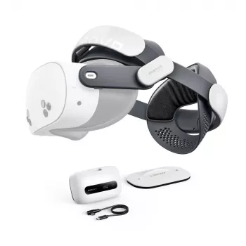 BOBOVR M3 Pro+ Battery Head Strap with 6500 mAh Battery and Charging Station for Meta Quest 3/3S - White
