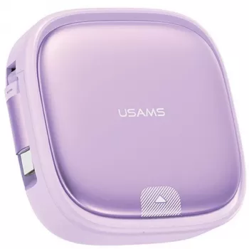 USAMS Retractable 3-in-1 Charging Cable with Storage Box USB-A to USB-C/Lightning/Micro USB 60W Purple SJ650USB03 (US-SJ650)