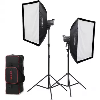 Godox Litemons LA200D K2 2-Light Daylight LED Monolight Set with Softboxes, Stands and Carry Bag