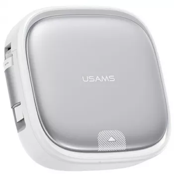 USAMS Retractable 3-in-1 Charging Cable with Storage Box - USB-A to USB-C/Lightning/Micro USB, 60W, Silver
