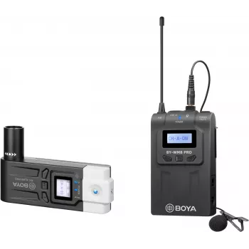BOYA BY-WM8 Pro-K7 Dual-Channel UHF Wireless Lavalier Microphone System with 48 Channels, 100 m Range, Camera-Mountable Receiver (568-590 MHz)