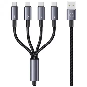 USAMS 4-in-1 Multi Charging Cable 2x USB-C / Lightning / Micro USB 15W 1.2m Black