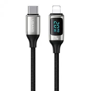 USAMS U78 Braided USB-C to Lightning Cable with LED Display 1.2m 20W PD Fast Charging White SJ545USB02