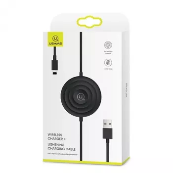 USAMS US-CC096 10W Qi Wireless Charger with Lightning Cable - Black