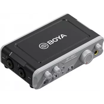 BOYA BY-AM1 2-Channel USB-C Audio Interface with XLR/TRS Inputs, +48V Phantom Power and Direct Monitoring
