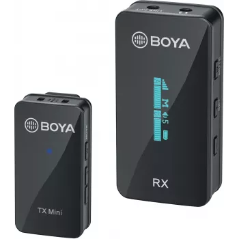 BOYA BY-XM6-S1 Mini 2.4GHz Wireless Microphone System with Lavalier Microphone, OLED Receiver, 100 m Range