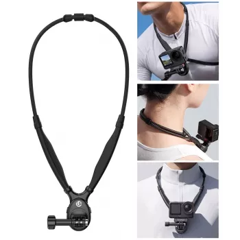 ULANZI ZJ09 Magnetic Neck Mount for Action Cameras - 360° Rotatable, Hands-Free POV, Flexible Silicone Strap, Compatible with GoPro/DJI/Insta360
