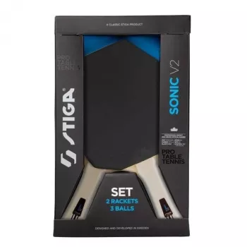 STIGA Sonic V2 Hobby Table Tennis Set – 2 Bats, 3 Balls, Net & Posts