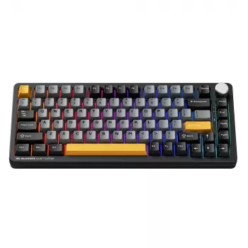 MACHENIKE K600-B82W Tri-Mode Wireless Mechanical Gaming Keyboard, 75% 82 Keys, Gateron Silver Switches, Per-Key RGB, PBT Keycaps, Hot-Swappable, Black