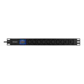 DELTACO Bluewalker PDU Powerwalker LC-16A 10xIEC C13 1U rackmount basic PDU, 16A, 2m cable