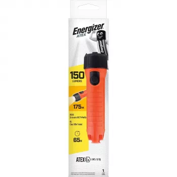 Energizer Mine Safety ATEX 2D Torch - Intrinsically Safe LED, 150 Lumens, Yellow
