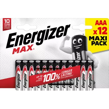 Energizer MAX AAA Alkaline Batteries, 1.5 V, 12-Pack