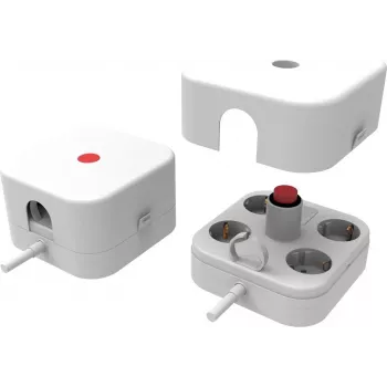 VALUE 4-Way power strip with switch and removable protective cover, 1.5 m, white