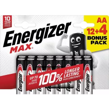 Energizer Max 316920 AA Mignon Alkaline Battery, 1.5 V, 16-Pack