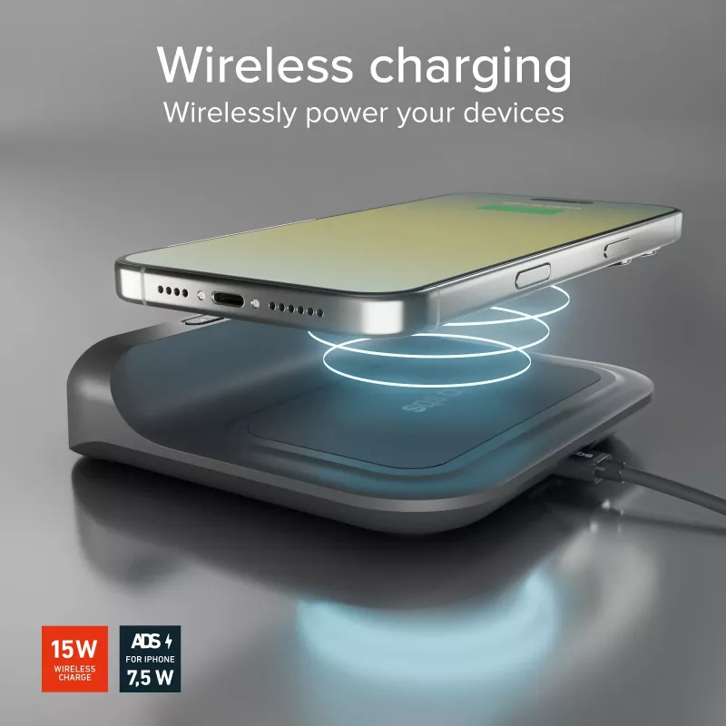 SBS Alarm Clock with 15W Wireless Charger (TEWIRCLOCK)