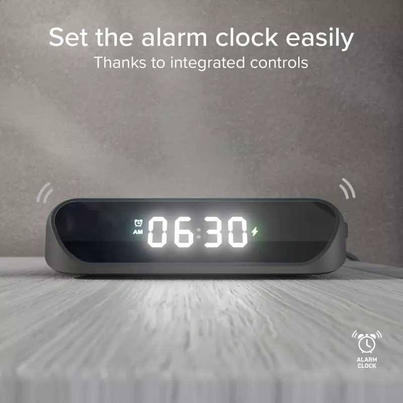 SBS Alarm Clock with 15W Wireless Charger (TEWIRCLOCK)